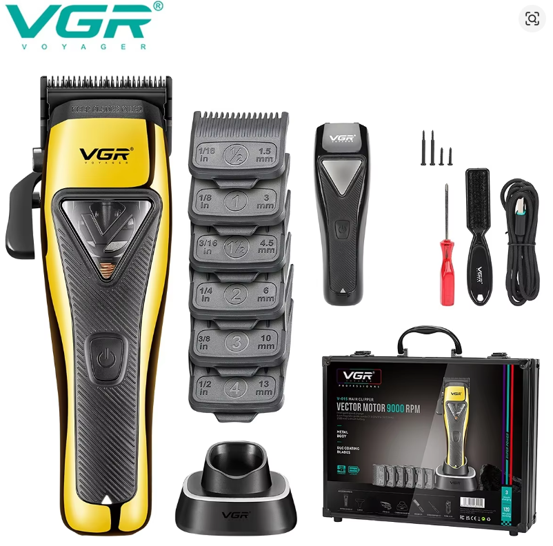 VGR Hair Trimmer Professional Hair Clipper Vector Motor Hair Cutting Machine Barber 9000 RPM Cordless Trimmer for Men V-015